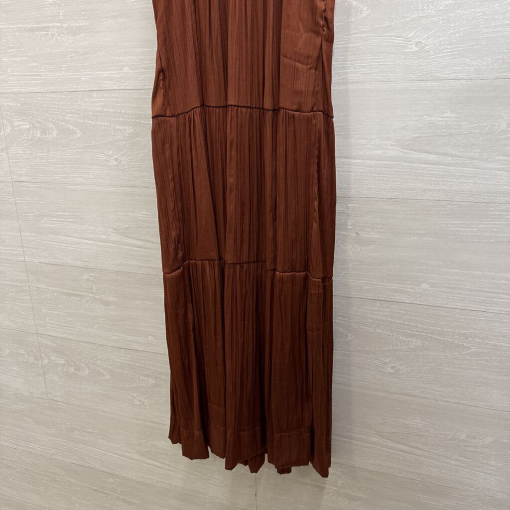 Anthropologie Brown Silky Short Sleeve Maxi Dress Extra Small