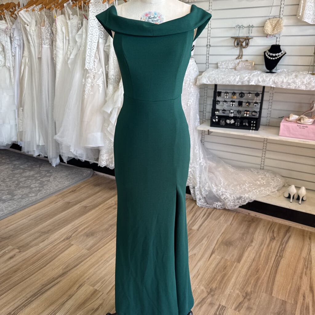 Lulus Green Off Shoulder Long Formal Dress Small