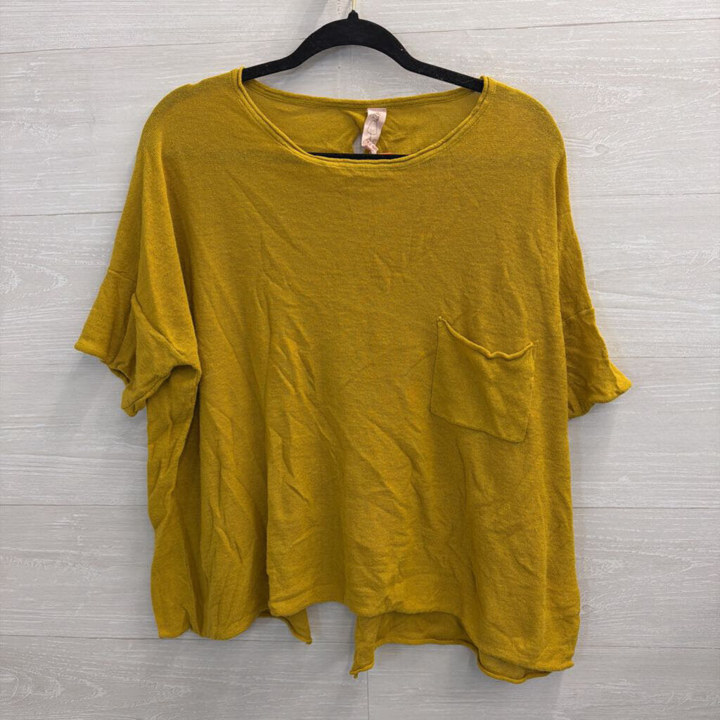 Chalet Yellow Knit Short Sleeve Boxy Top 3