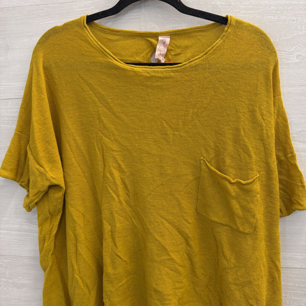 Chalet Yellow Knit Short Sleeve Boxy Top 3