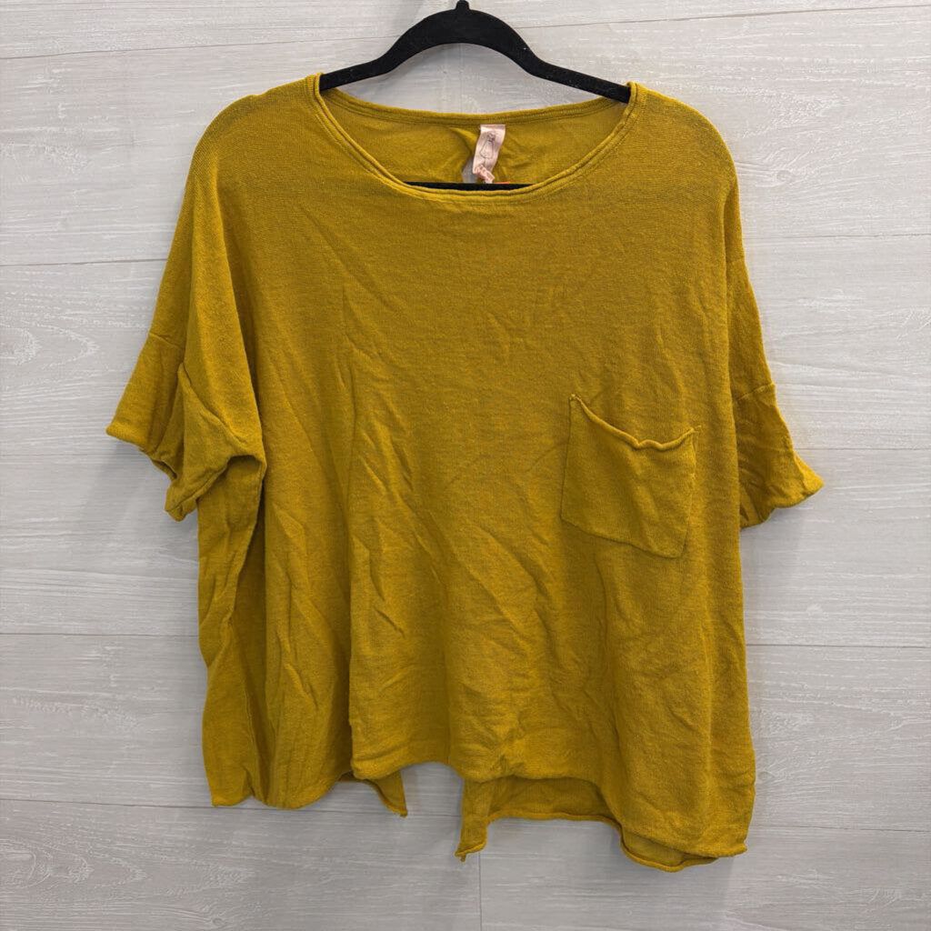 Chalet Yellow Knit Short Sleeve Boxy Top 3
