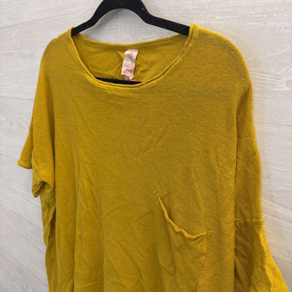 Chalet Yellow Knit Short Sleeve Boxy Top 3
