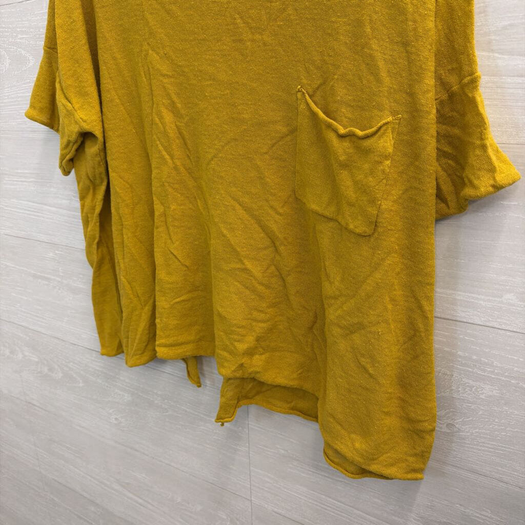Chalet Yellow Knit Short Sleeve Boxy Top 3