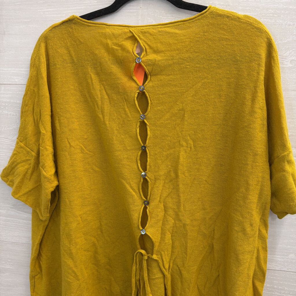 Chalet Yellow Knit Short Sleeve Boxy Top 3