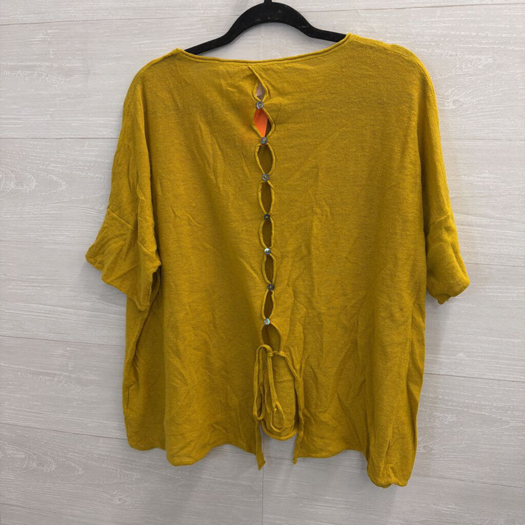 Chalet Yellow Knit Short Sleeve Boxy Top 3