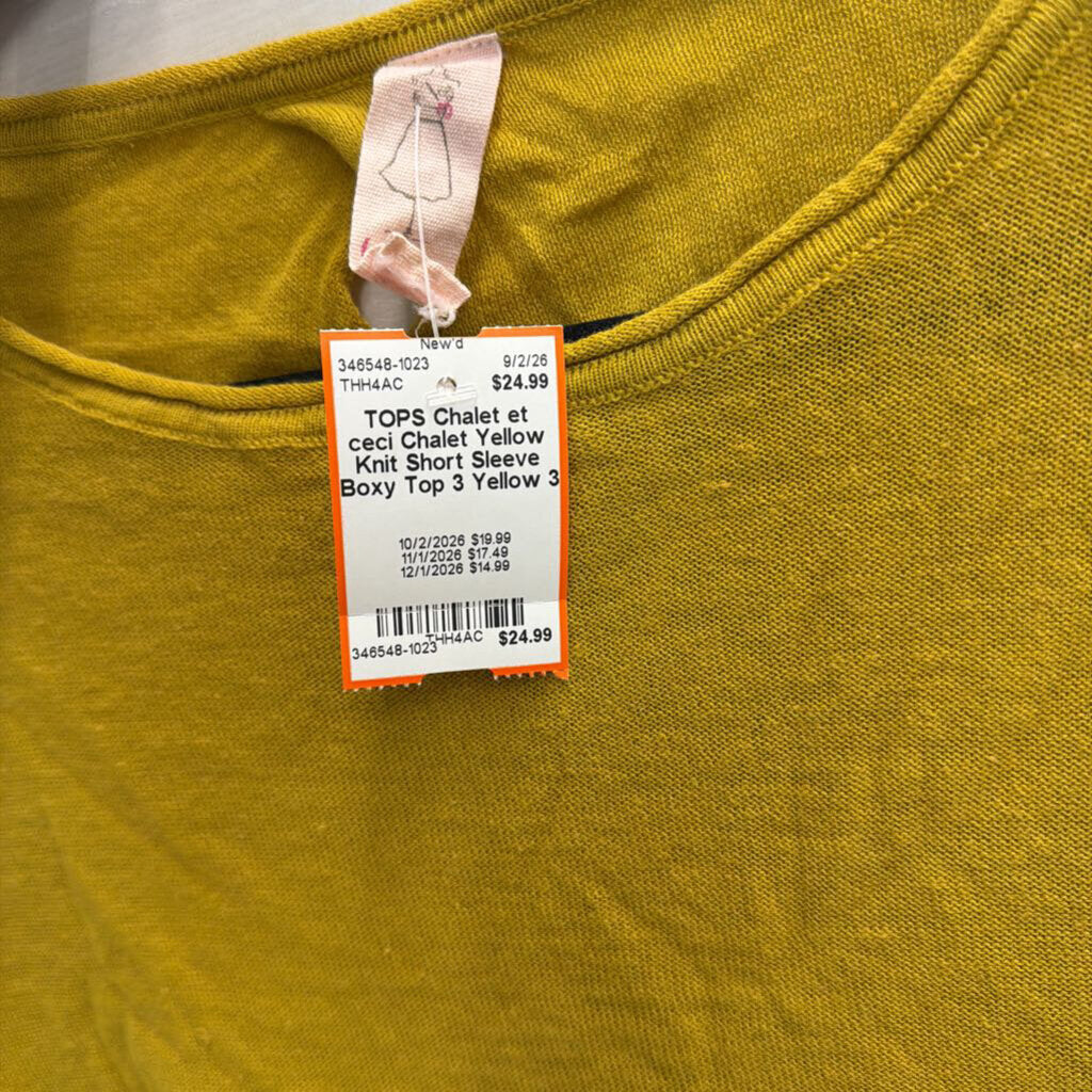 Chalet Yellow Knit Short Sleeve Boxy Top 3