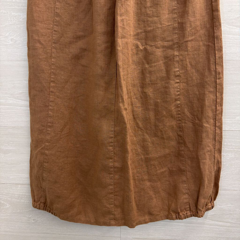 Kleen Brown 100% Linen Midi Skirt Small