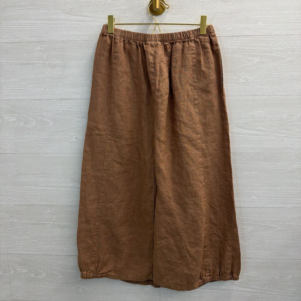 Kleen Brown 100% Linen Midi Skirt Small