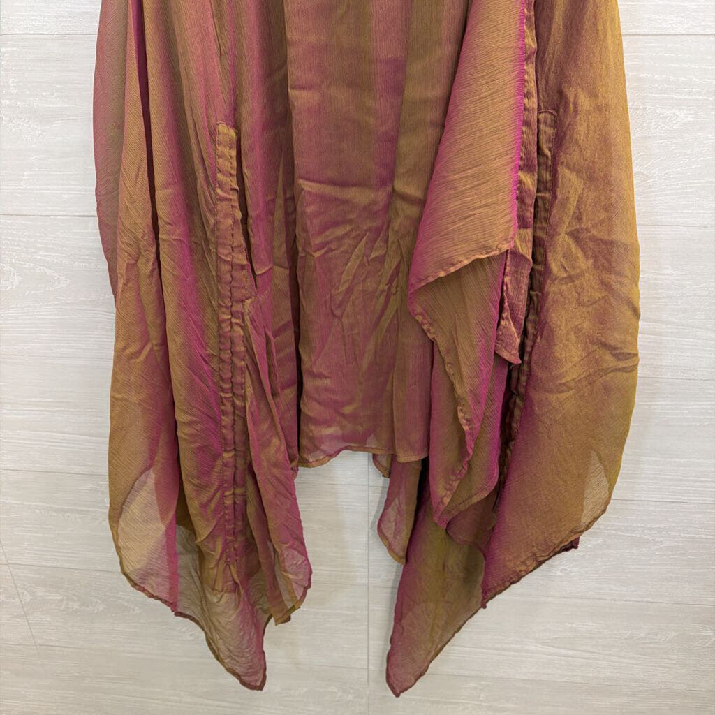 Sterling Styles Brown/ Purple Iridescent Silk Maxi Skirt One Size