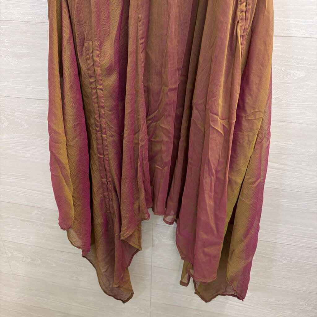 Sterling Styles Brown/ Purple Iridescent Silk Maxi Skirt One Size