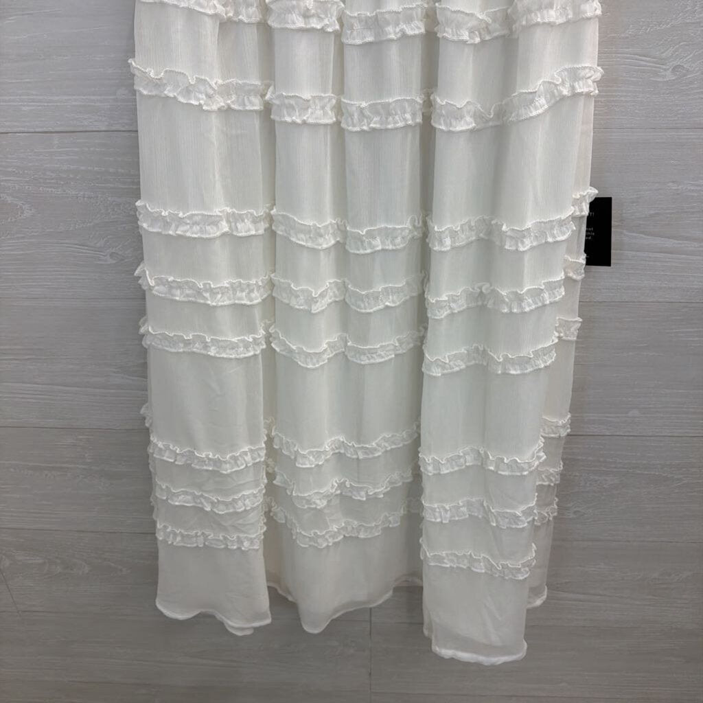 Lulus White High Neck Ruffle Skirt Midi Dress Medium