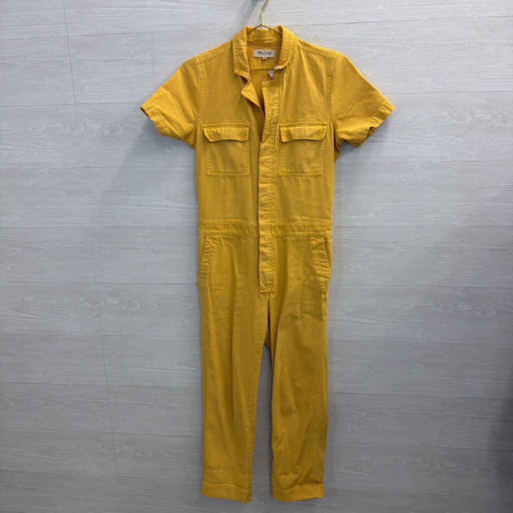 Madewell Yellow Denim Short Sleeve Jumpsuit Small