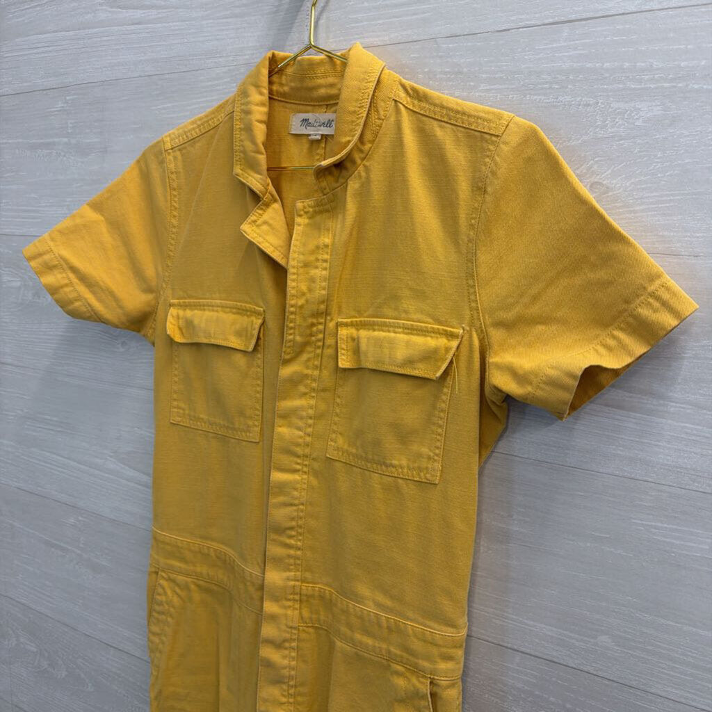 Madewell Yellow Denim Short Sleeve Jumpsuit Small