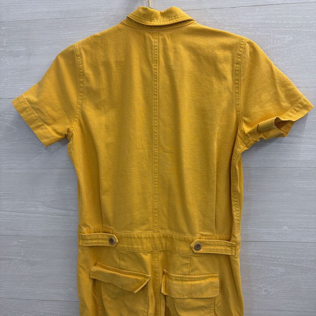 Madewell Yellow Denim Short Sleeve Jumpsuit Small