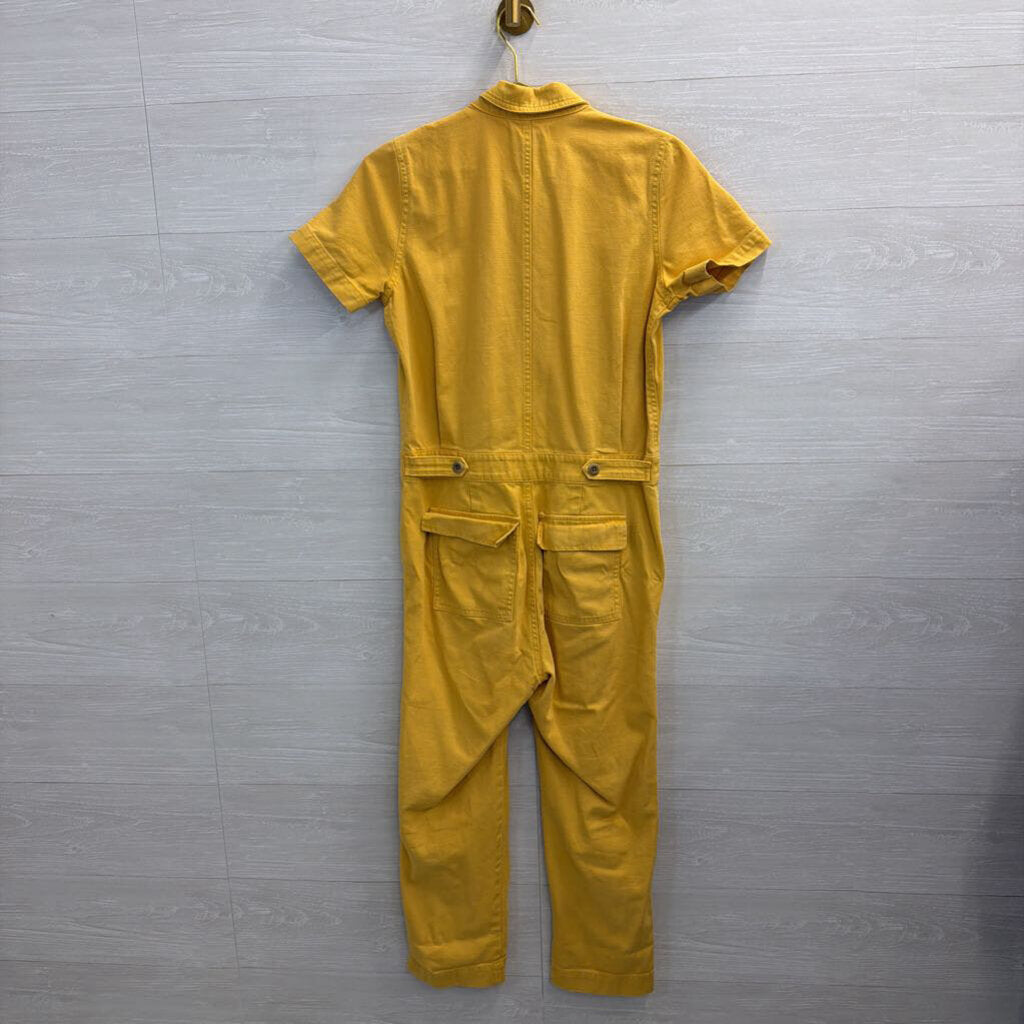 Madewell Yellow Denim Short Sleeve Jumpsuit Small