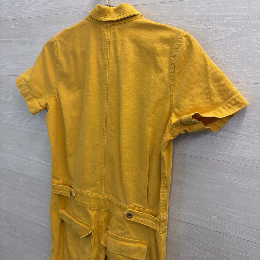 Madewell Yellow Denim Short Sleeve Jumpsuit Small