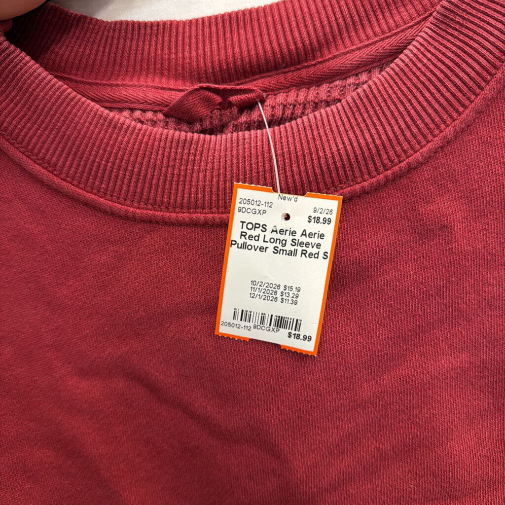 Aerie Red Long Sleeve Pullover Small