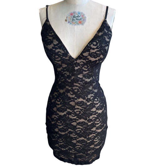 Emerald Sundae Black/ Beige Lace Short Formal Dress Small