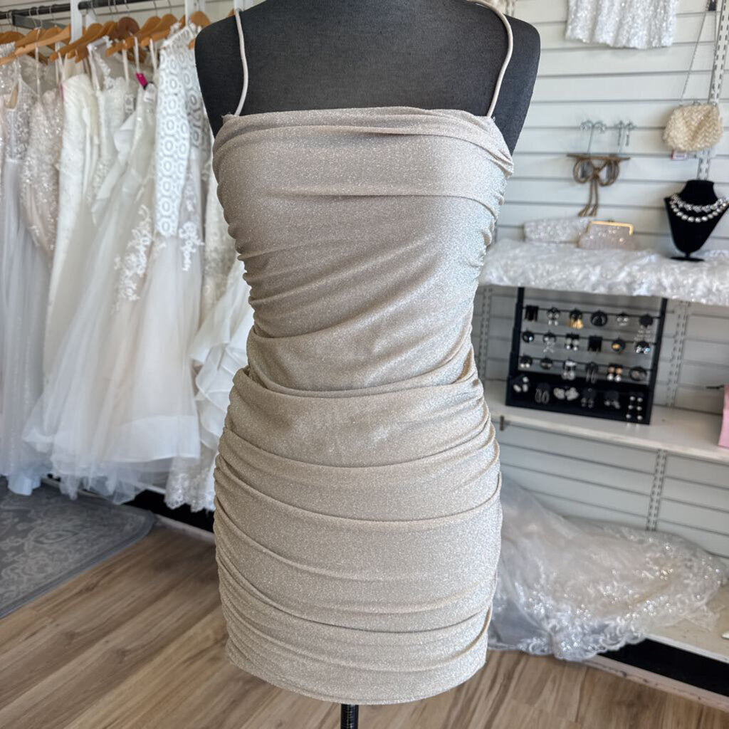 Gold Shimmer Short Formal Dress Small