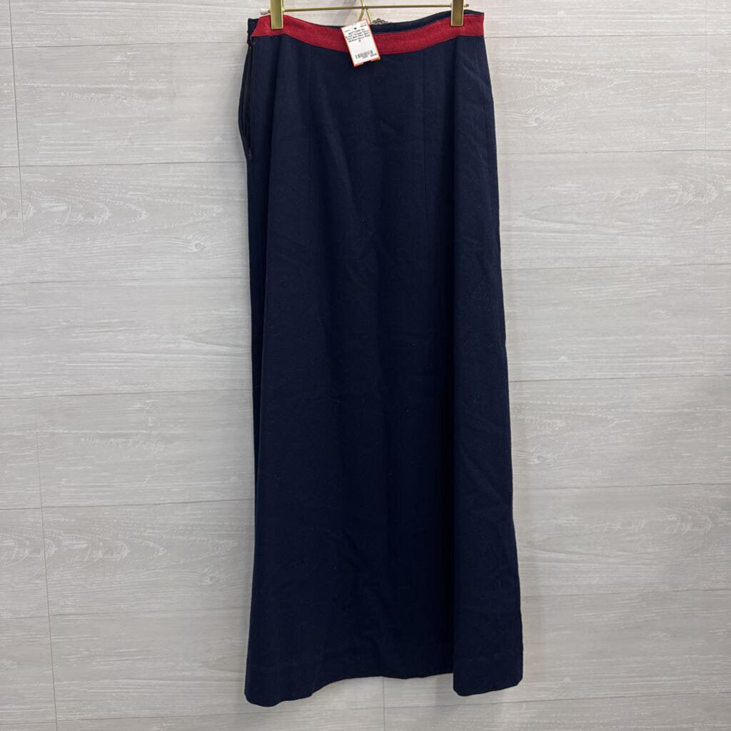 Vintage Navy/ Red Belt Maxi Skirt Medium