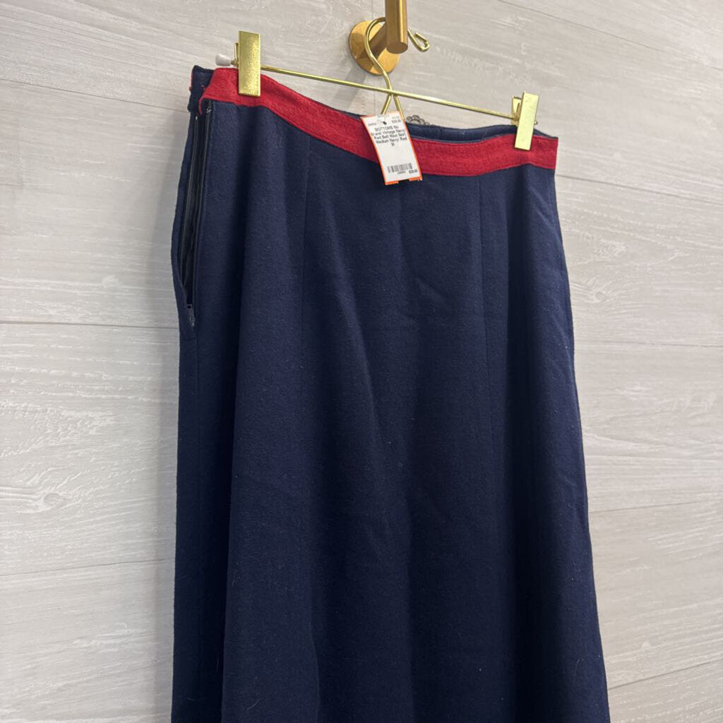 Vintage Navy/ Red Belt Maxi Skirt Medium