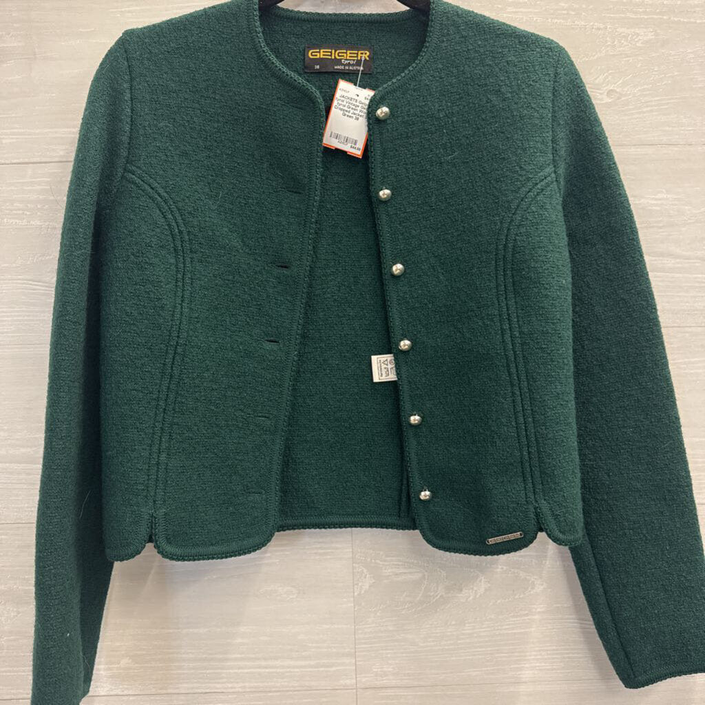 Vintage Geiger tyrol Green Wool Cropped Jacket 38