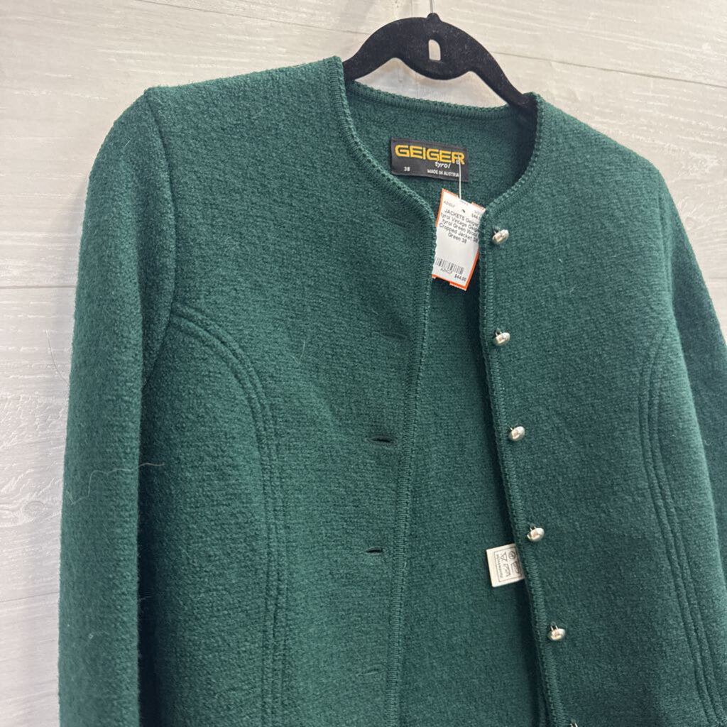 Vintage Geiger tyrol Green Wool Cropped Jacket 38