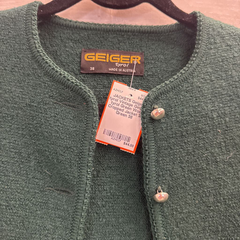 Vintage Geiger tyrol Green Wool Cropped Jacket 38