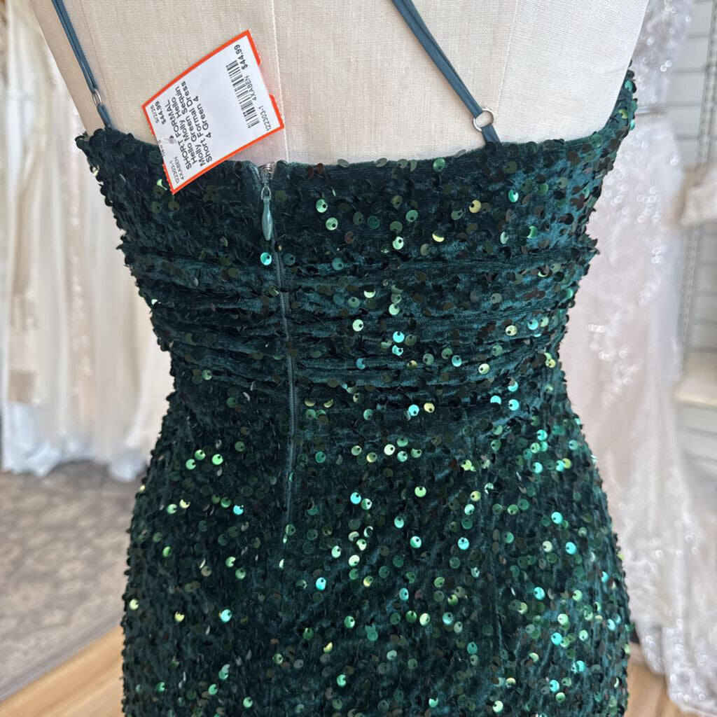 Hello Molly Green Sequin Short Formal Dress 4