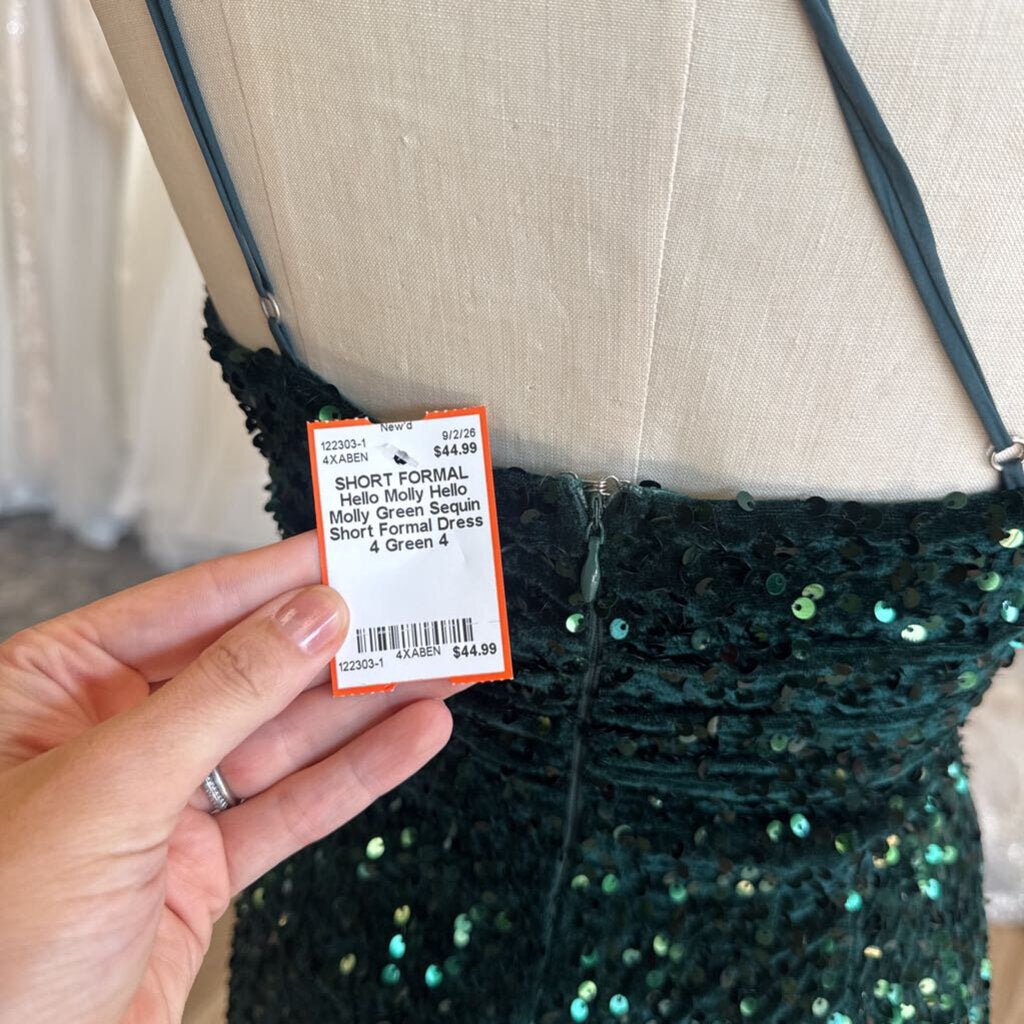Hello Molly Green Sequin Short Formal Dress 4
