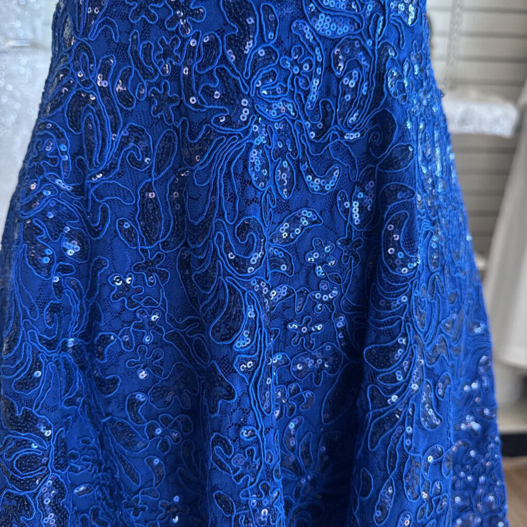 Emerald Sundae Blue Sequin Lace Short Formal Dress Extra Small