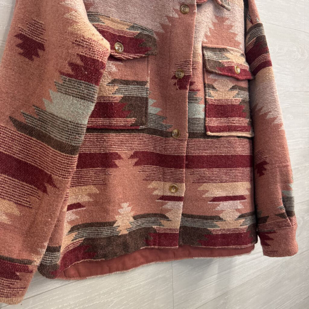 Blu Pepper Mauve/ Multi Print Shacket Small