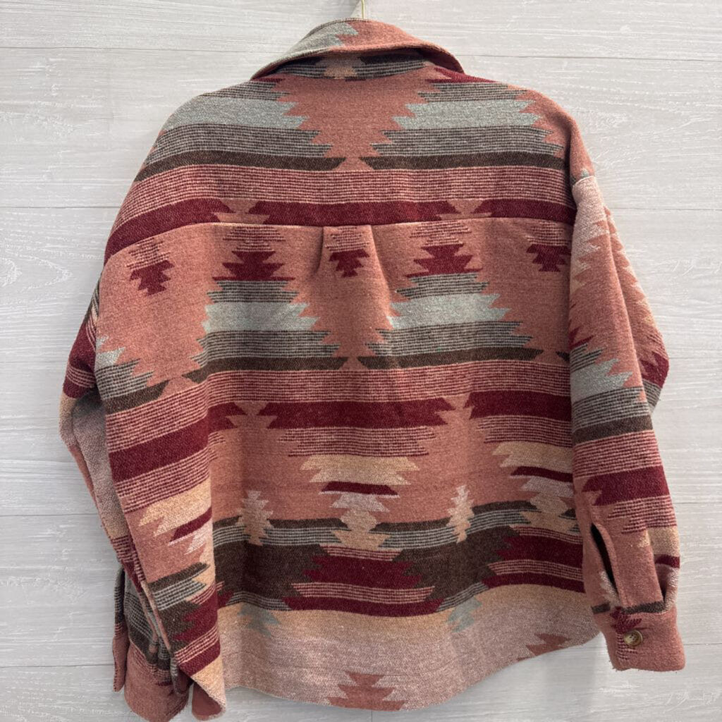 Blu Pepper Mauve/ Multi Print Shacket Small