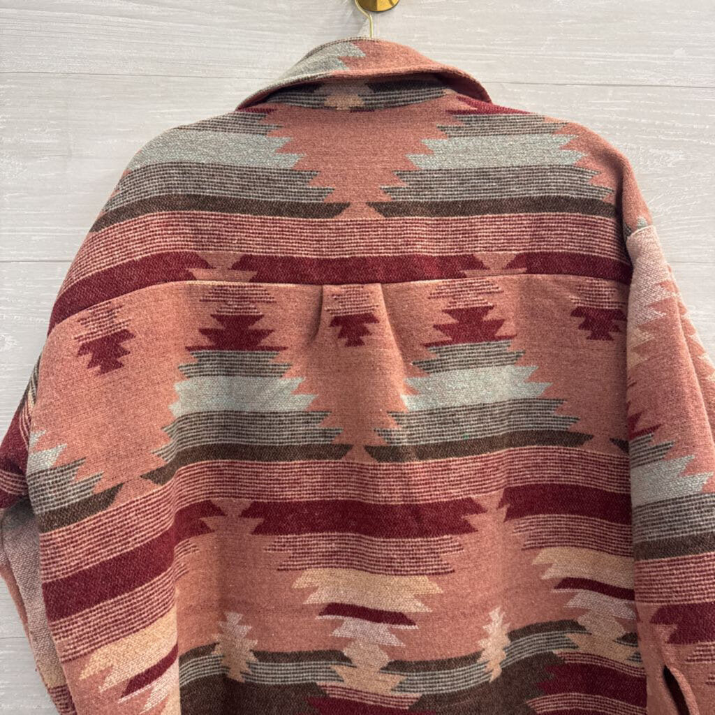 Blu Pepper Mauve/ Multi Print Shacket Small