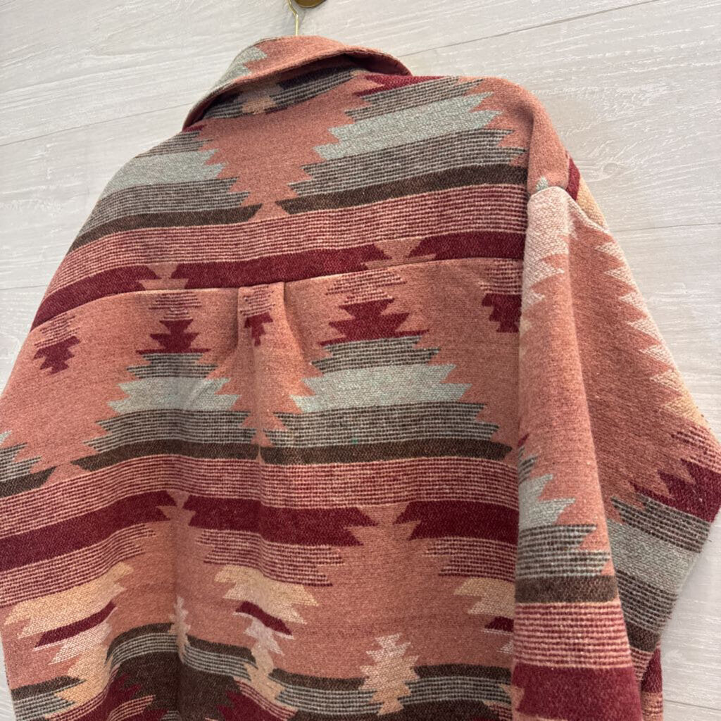 Blu Pepper Mauve/ Multi Print Shacket Small