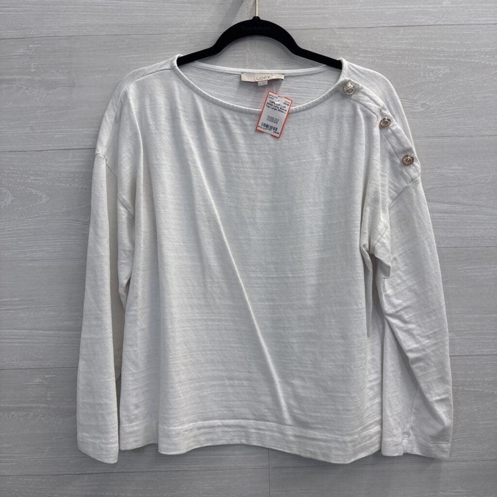 Loft White Long Sleeve Top Large
