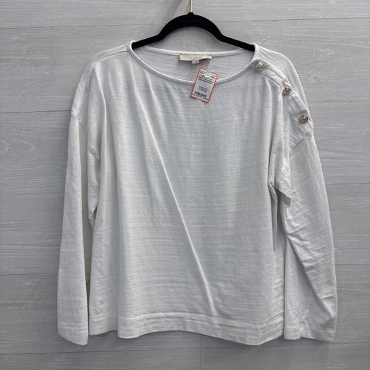 Loft White Long Sleeve Top Large