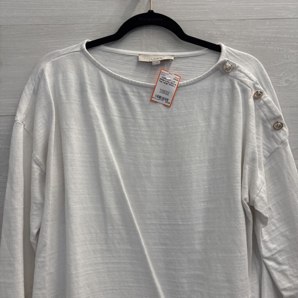 Loft White Long Sleeve Top Large