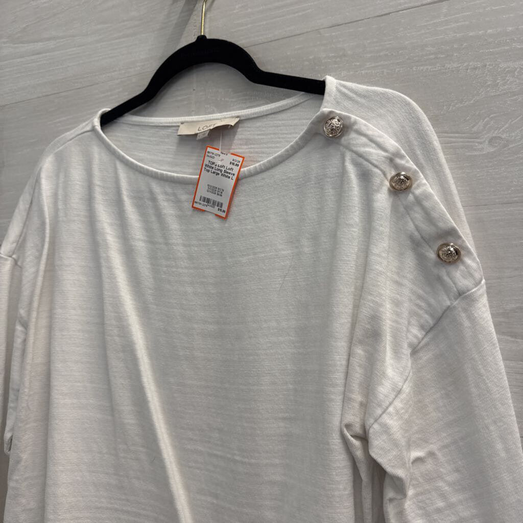 Loft White Long Sleeve Top Large