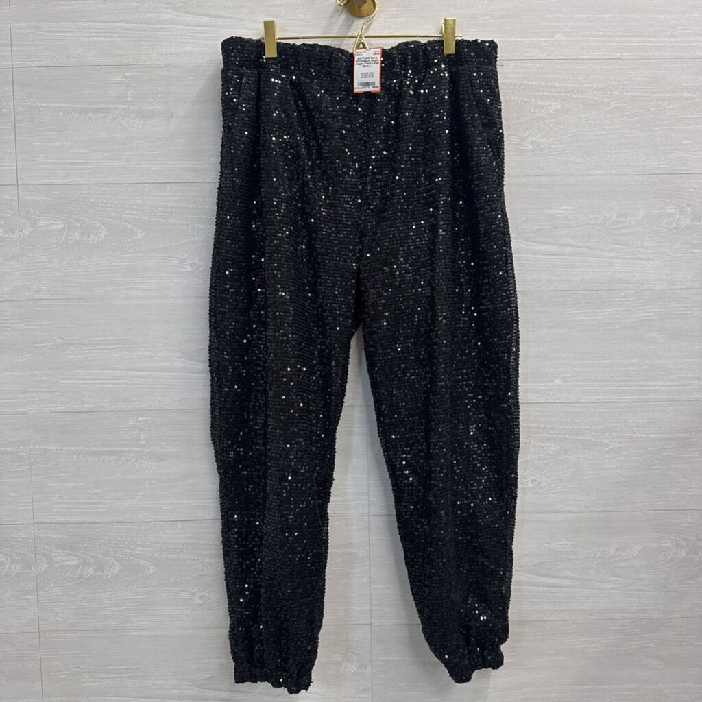 Serra Black Sequin Jogger Pants Large