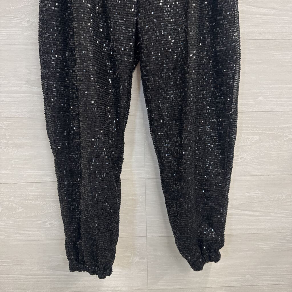 Serra Black Sequin Jogger Pants Large