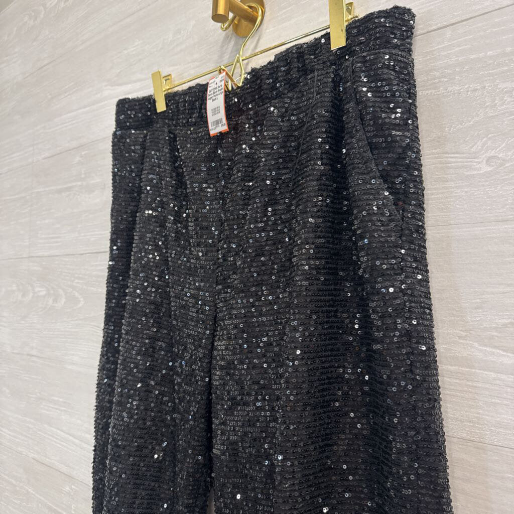 Serra Black Sequin Jogger Pants Large
