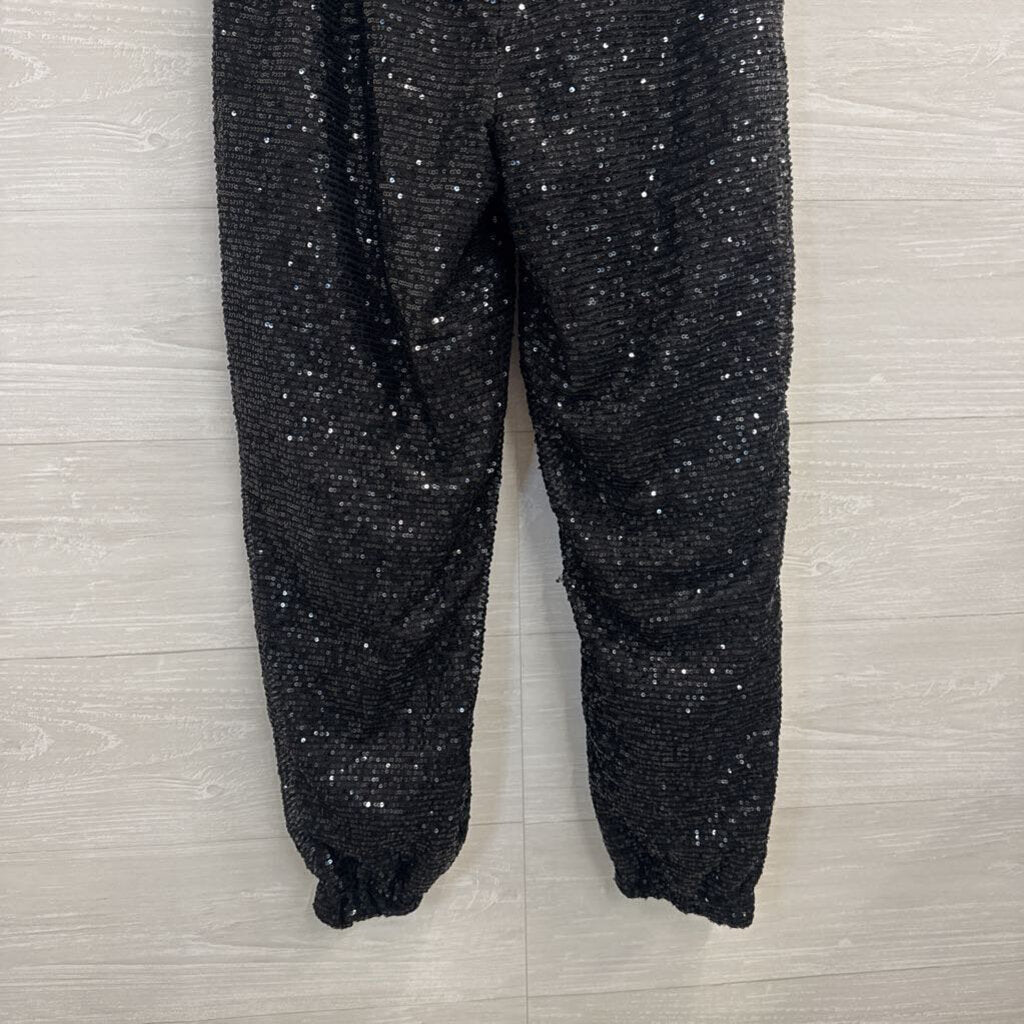 Serra Black Sequin Jogger Pants Large
