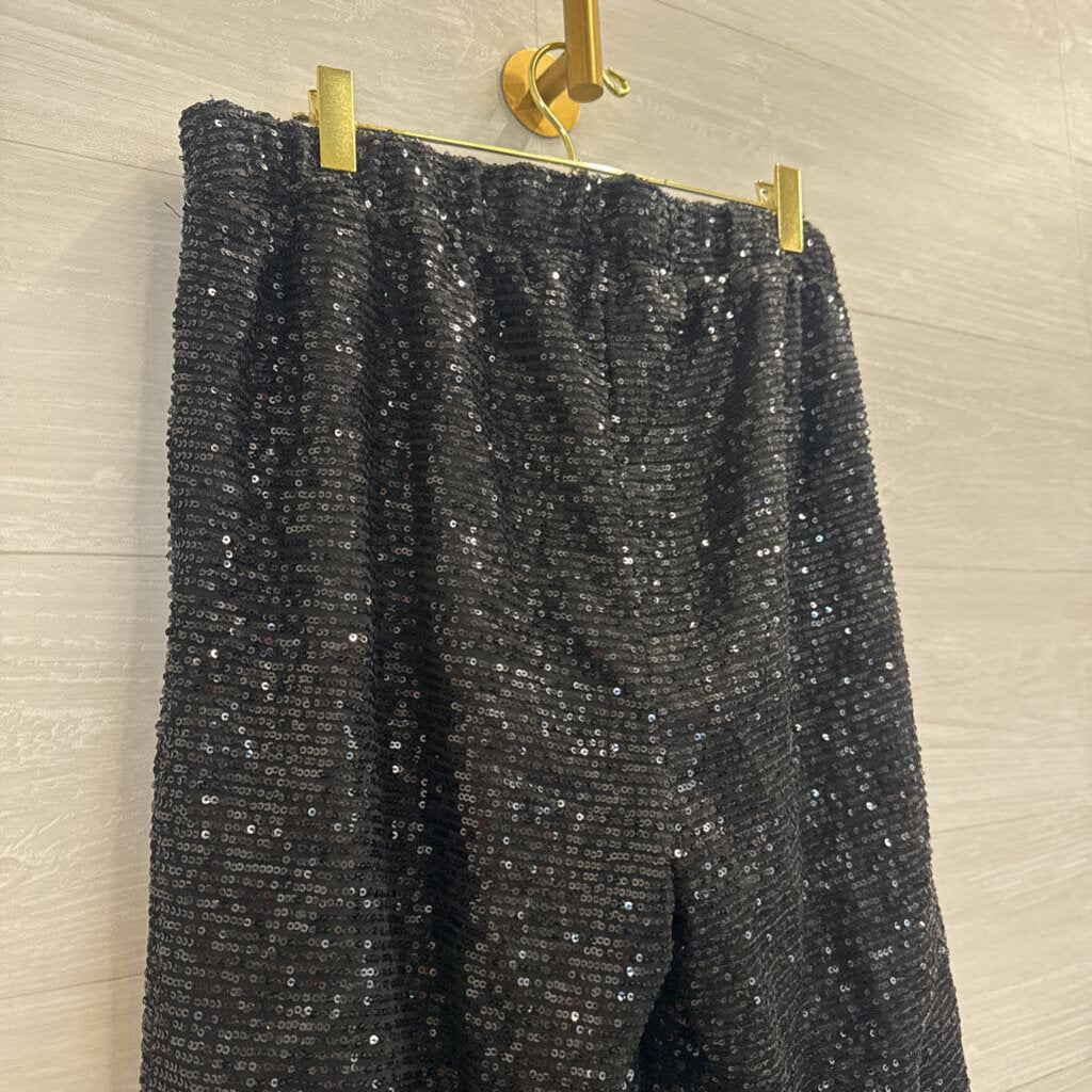 Serra Black Sequin Jogger Pants Large