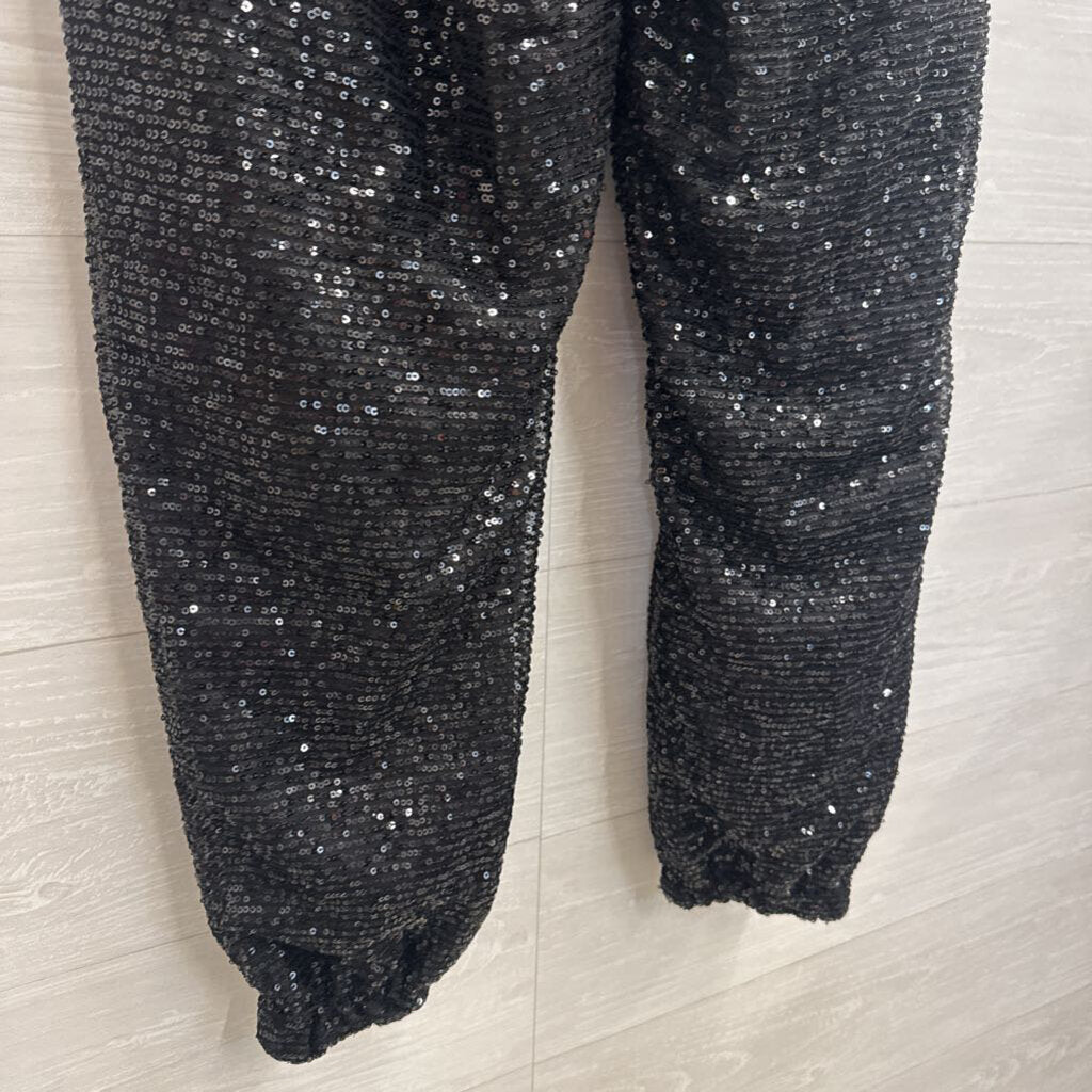 Serra Black Sequin Jogger Pants Large