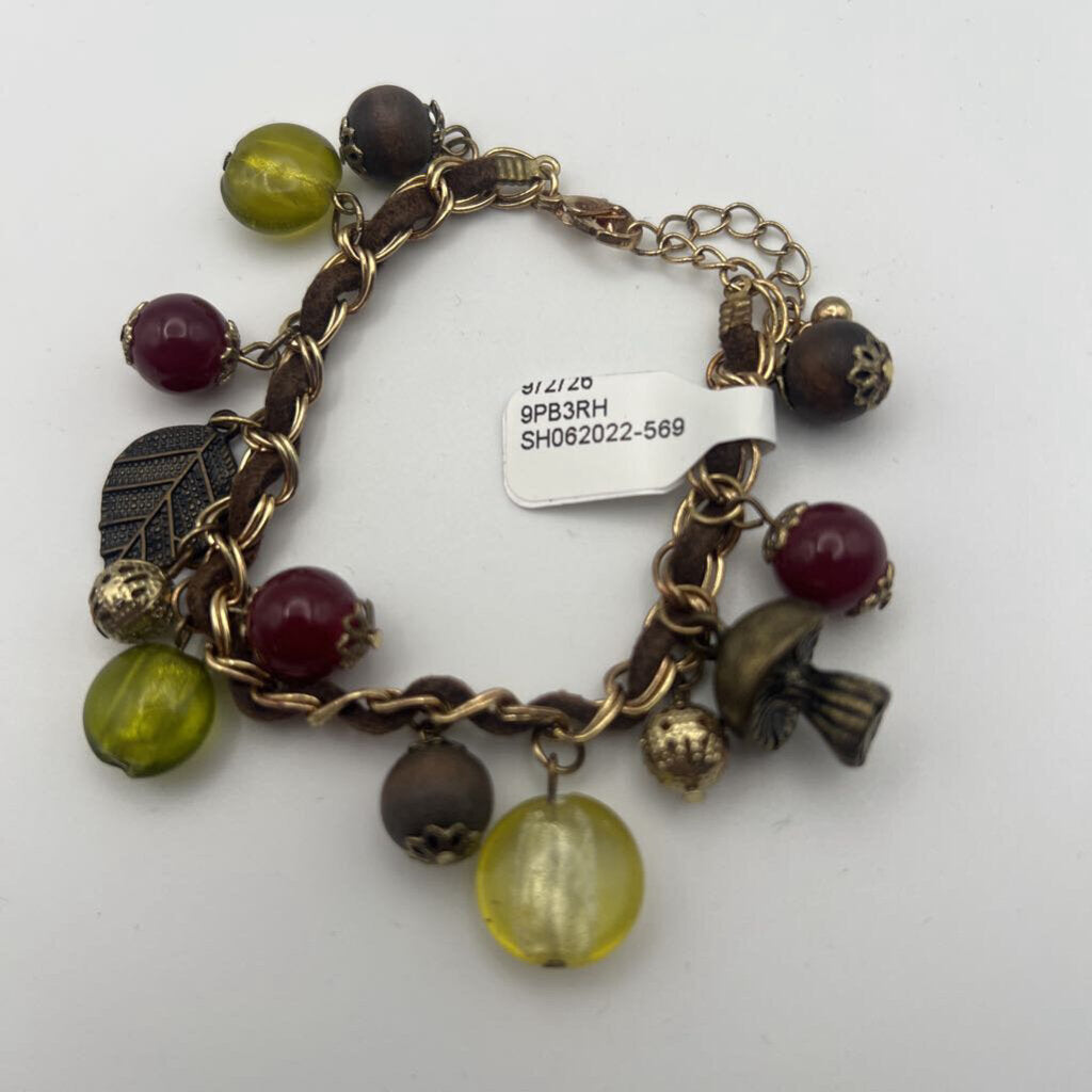 Gold/ Multi Woodland Charm Bracelet