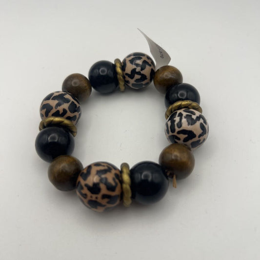 Gold/ Black Beaded Stretchy Bracelet