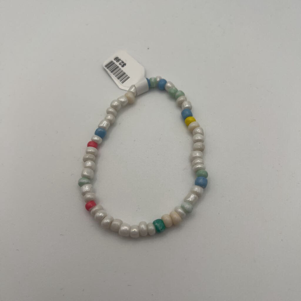 White Beaded Stretchy Bracelet