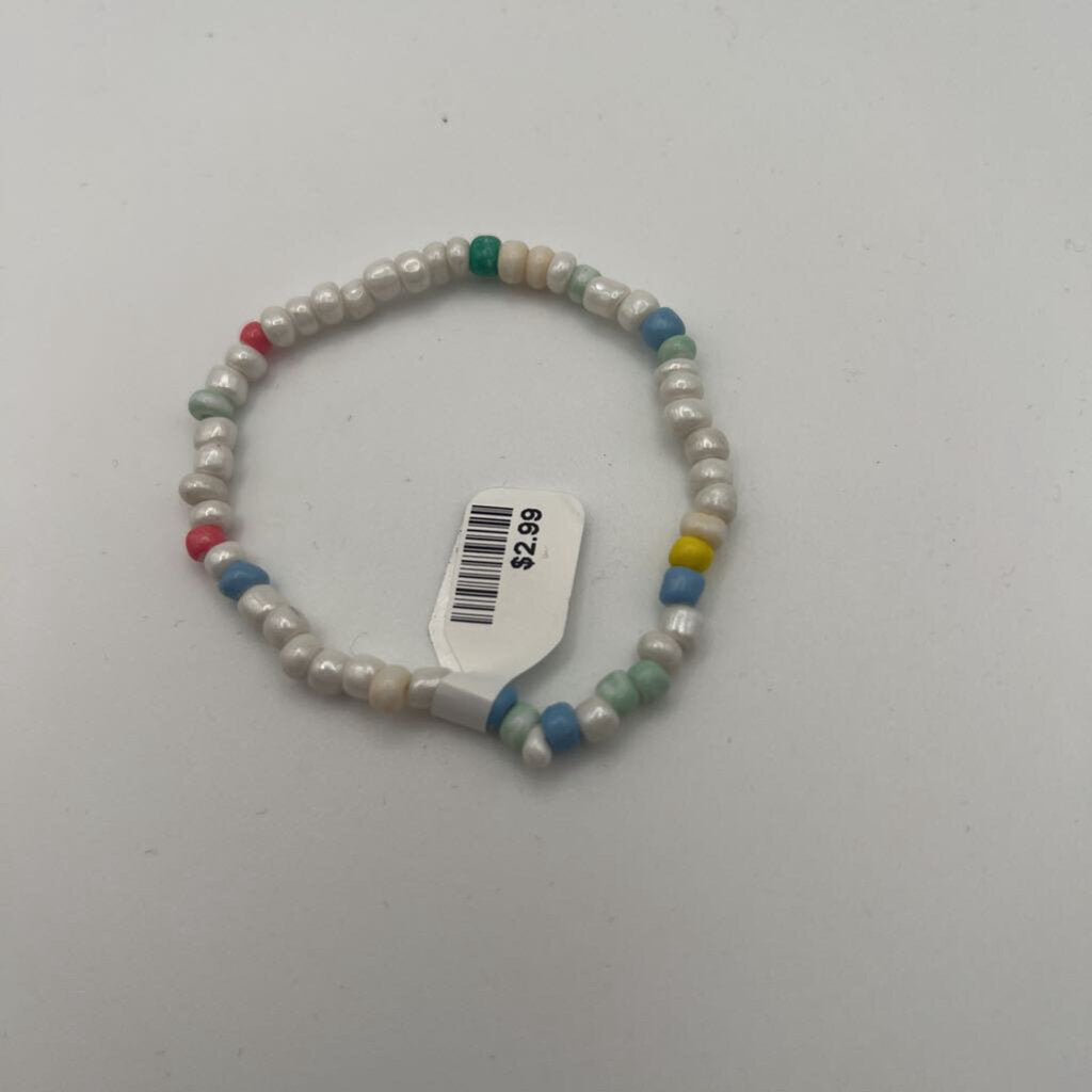 White Beaded Stretchy Bracelet
