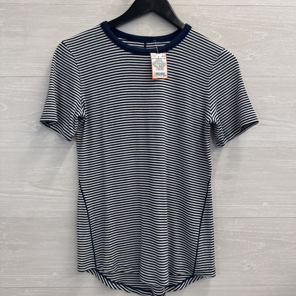 Lululemon Navy/ White Striped Short Sleeve Top Medium